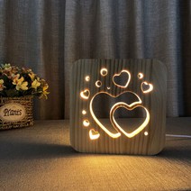 24시 원목 두개의심장 LED 무드등 A7