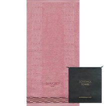 송월타월 샤보렌모던블럭 바스 타월 450g 30수 코마사 + 파우치 세트, 타월(분홍), 파우치(블랙), 1세트