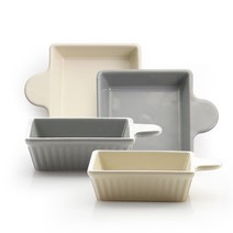 프렐류드 크리미 핸디 정사각접시 아이보리 2p + 그레이 2p, 1세트