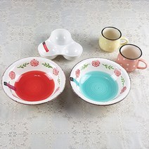 로얄보덴 꽃가람 식기세트 5p, 랜덤발송(면기, 머그), 화이트(접시), 면기 2p + 삼절나눔접시 + 머그 2p