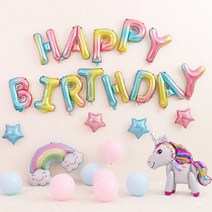 마켓감성 레인보우 생일파티 풍선세트, 타입1, 1세트