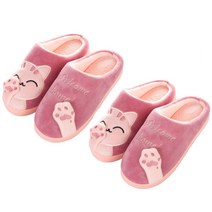 블럭마트 겨울 고양이 거실화 여성용 2켤레, 핑크핑크, 2개