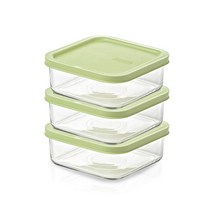 글라스락 이지오픈 정사각 밀폐용기 세트 리프그린 850ml, 1세트, 용기 3p