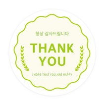 도나앤데코 6cm원형 스티커, 001 7땡큐043 솔리 thank you 그린빛, 60개
