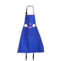 마켓A 페이스프린팅 코튼 앞치마 대형, 블루, 1개