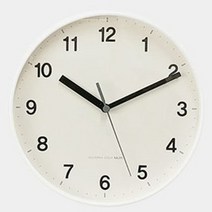 무소음 미니라운드 벽시계 소형 + AA 건전지 세트, 베이지