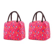 알럽홈 패턴 방수 보냉 가방 2p, 숫자 로즈레드