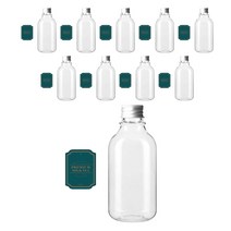 병도매닷컴 ARB300 투명 페트병 300ml + 실버캡 + 병라벨 스티커 N5S, 10세트
