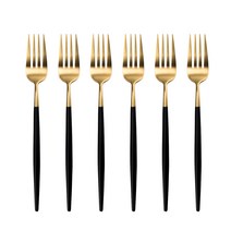 블룸엣홈 큐티러리 디너포크, 골드 + 블랙, 6개