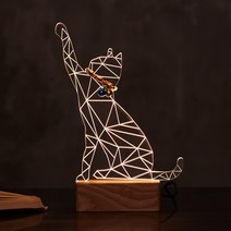 한땀한땀 수작업 LED 댕냥이 무드등 기본형 손든고양이