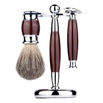 아리코 스팟 빈티지 바버 면도 브러쉬 세트 다크브라운, 면도기 + 브러쉬 + 면도기 선반, 1세트