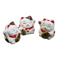 갓샵 손흔드는 복고양이 냥코센세 저금통 인형 3종 세트, 무늬고양이, 하얀고양이, 1세트