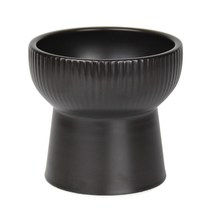 멍지 주름무늬 굽높은 도자기 식기 L, 코발트블랙, 1개