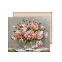 화병 그림 그리기 DIY, 핑크 래드 장미 MS8794