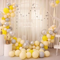 블럭마트 돌잔치 나뭇잎포인트 생일파티풍선 2세트, 옐로우