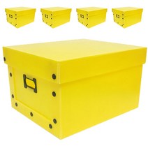 바른산업 플라스틱 이사박스 스냅단추 정리함 B형, 박스(옐로우), 단추(블랙), 5세트