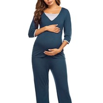 올나인 브이넥 슬리브 임산부 상하의 세트