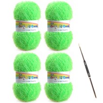 레인보우 펄 수세미실 80g x 4p + 코바늘 세트, 1세트, 22옐로우그린