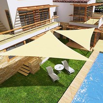 워터판타지월드 썬세이드 삼각 그늘막 천막 5m x 5m x 5m, 크림, 1개