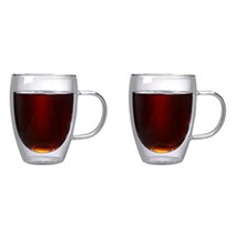 칼딘 이중 내열 유리 홈 카페 머그컵 350ml DGC-01, 2개