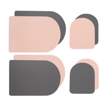 블룸엣홈 양면투톤 인조가죽 타원식탁매트 4p + 코스터 4p, 핑크, 식탁매트(43 x 30 cm), 코스터(12.5 x 10 cm)