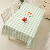 알럽홈 컬러체크 웨이브 정사각형 식탁보, 그린, 160 x 160 cm