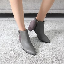 벨라노이 소가죽 기모안감 투톤 버클 논슬립 앵클부츠 5cm