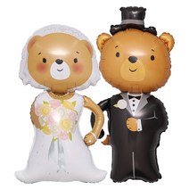 그라보벌룬 은박풍선 링키 브룸베어 신랑 + 브라이드베어 신부 세트, 혼합색상, 1세트