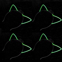 LED 와이어점등 고양이 머리띠, 그린, 4개