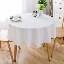알럽홈 무지 코튼 레이스 원형 식탁보, 화이트, 100cm