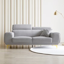 오로라 아쿠아텍스 패브릭 3인용 소파 + 사각쿠션 방문설치, 라이트그레이