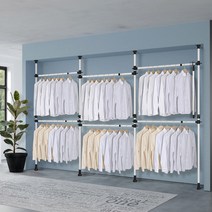 리우리빙 6단 조절 행거 + 집게 세트, 블랙앤화이트