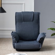 수오 로렌 패브릭 팔받침 회전형 허리레스트 좌식의자 A-019, 블루