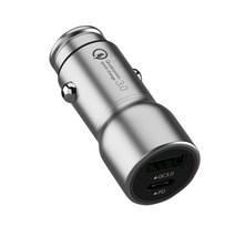 808 차량용 퀵차지 3.0 퀄컴 USB PD LED 2포트 충전기, CPC01, 메탈그레이