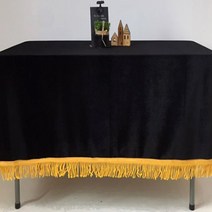 로고앤테이블 벨벳 일자형 수실 테이블보, 블랙, 290 x 160 cm