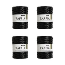 라피아 뜨개실 40g x 4p, 420 블랙, 85m