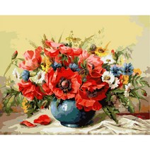 모모픽스페인팅 DIY 명화 그리기 세트 40 x 50 cm, 1개, 파란화병 양귀비