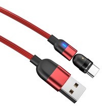 라온 3in1 마그네틱 고속충전 케이블 + 커넥터 3종, 2m, 레드