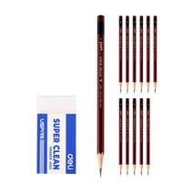 유니연필 5H 진하기 12p + 델리 화이트 지우개 세트, 연필(혼합색상), 지우개(화이트), 1세트