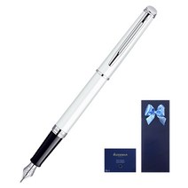 워터맨 뉴헤미스피어 CT 만년필 + 카트리지 롱사이즈 8p 기프트 세트, F, 화이트