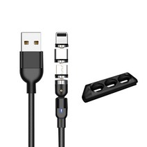 코끼리리빙 3 in 1 마그네틱 고속충전 케이블 3m PYA-1210, 블랙, 1개
