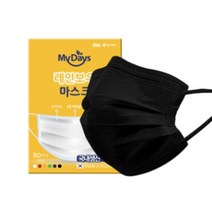 마이데이즈 MB필터 레인보우 일회용 컬러 덴탈 마스크 일반형 L, 30매입, 1개, 티타늄 블랙