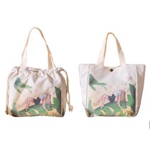 마켓감성 드로잉 아트 패브릭 절연 가방 세트, 스프링 세트