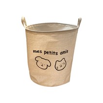 린넨면 방수 캐릭터 다용도 저장 바구니, 02, 1개