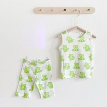 아동용 캔디 베어 매쉬 상하복 + 투명 파우치 세트