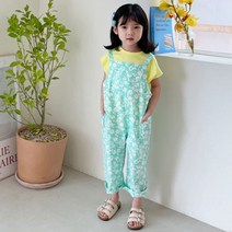 느엘 아동용 플라워 멜빵 여름 바지