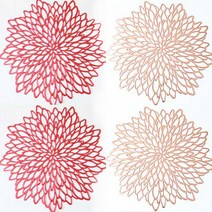 히비스커스 테이블매트 2종 x 2p 세트, 로즈골드, 레드, 40 x 40cm