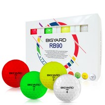 빅야드 고반발 크리스탈 골프공 2피스 4종 세트 RB90, 화이트, 레드, 그린, 옐로우, 1세트