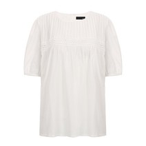 비엔엑스 아일렛 레이스 장식 볼륨 소매 프릴 주름 블라우스
