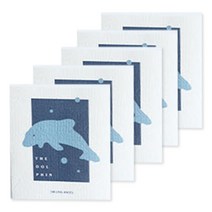 양손컴퍼니 다회용 종이행주 돌고래, 1개, 5개입